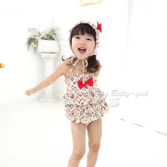 特价2013款儿童泳装女童泳衣 碎花连体吊带泳衣 中大童 韩版1385