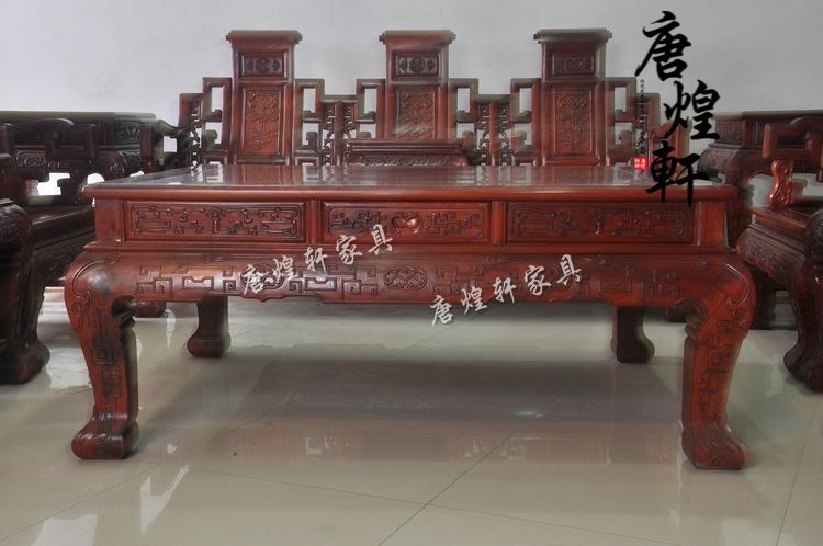 黄金檀弯背宝座沙发十一件套 (7)