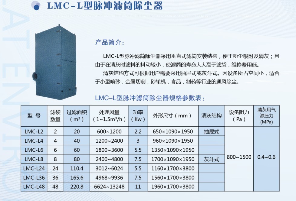 LMC-L型脉冲滤筒除尘器