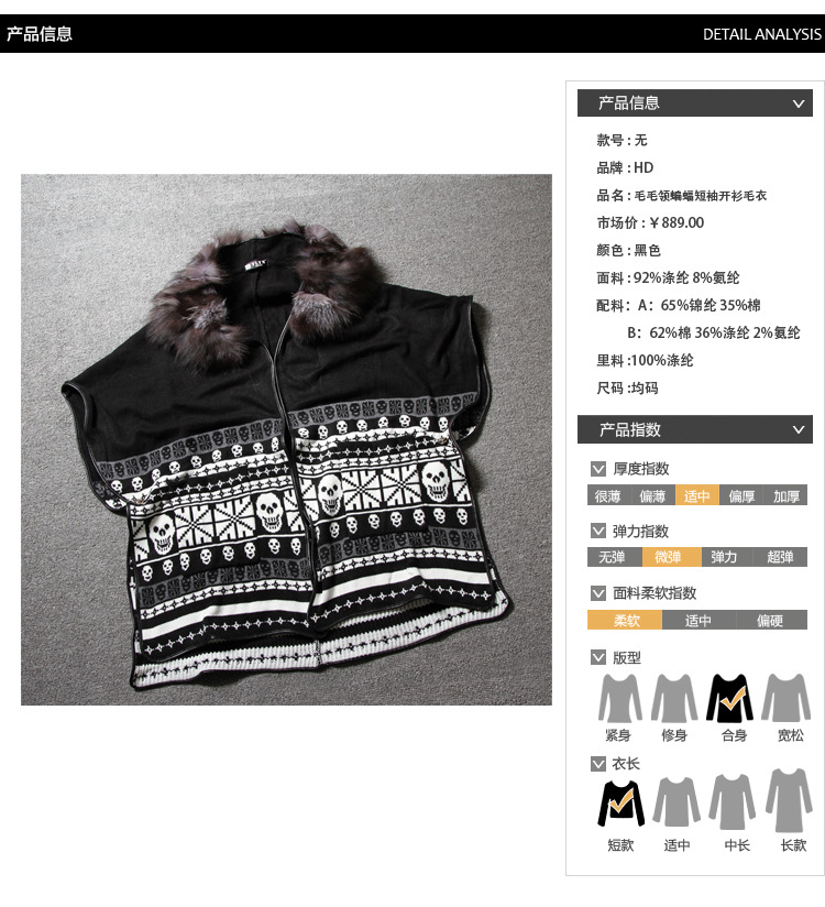 HD 欧洲站 秋季欧美新款 毛毛领<em>蝙蝠短袖开衫</em>