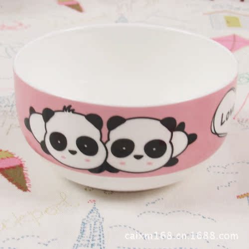 国宝熊猫卡通陶瓷碗可爱餐具套装米饭碗骨瓷创意饭汤碗微波适用