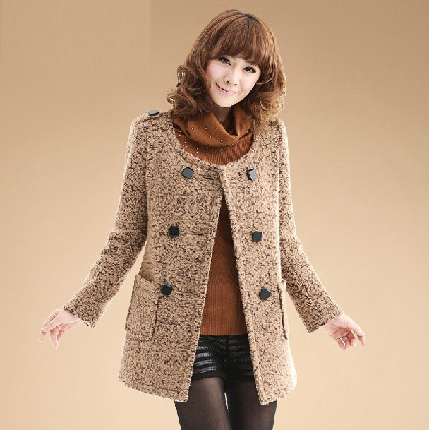 2013秋冬新款 韩版修身呢子大衣 女式毛呢外套