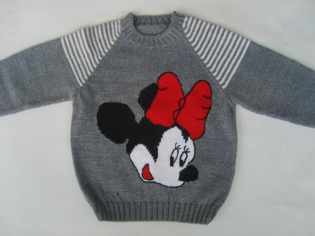 纯手工<em>毛衣编织</em>米妮毛线衫3-<em>4岁宝宝</em>套头衫 三