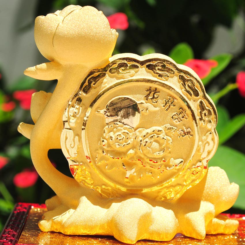 供应中秋送礼黄金月饼富贵吉祥|绒沙金月饼摆件|黄金工艺品|黄金摆件