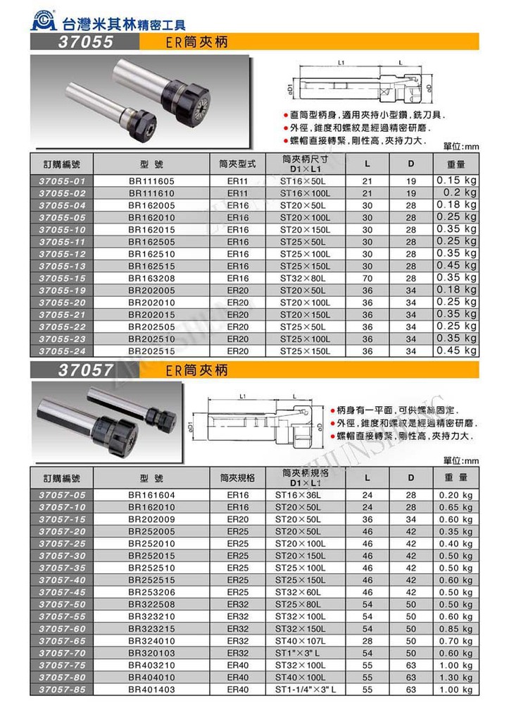 37055-37057ER筒夹柄