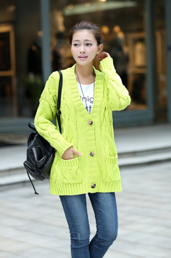 韩版复古秋冬<em>棒针</em>新款<em>手工</em>编织中<em>长款</em>宽松麻花