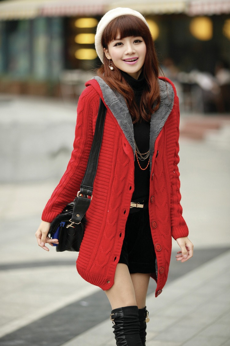 批发采购<em>女式</em>毛衣-2013新款<em>加绒加厚针织开衫</em>