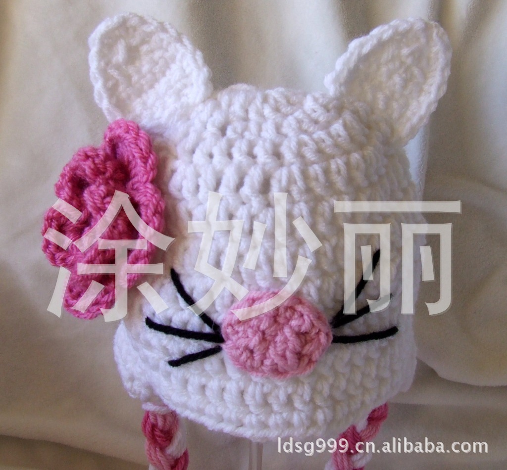 最新款小猫造型帽子 时尚秋冬宝宝帽子 可爱手