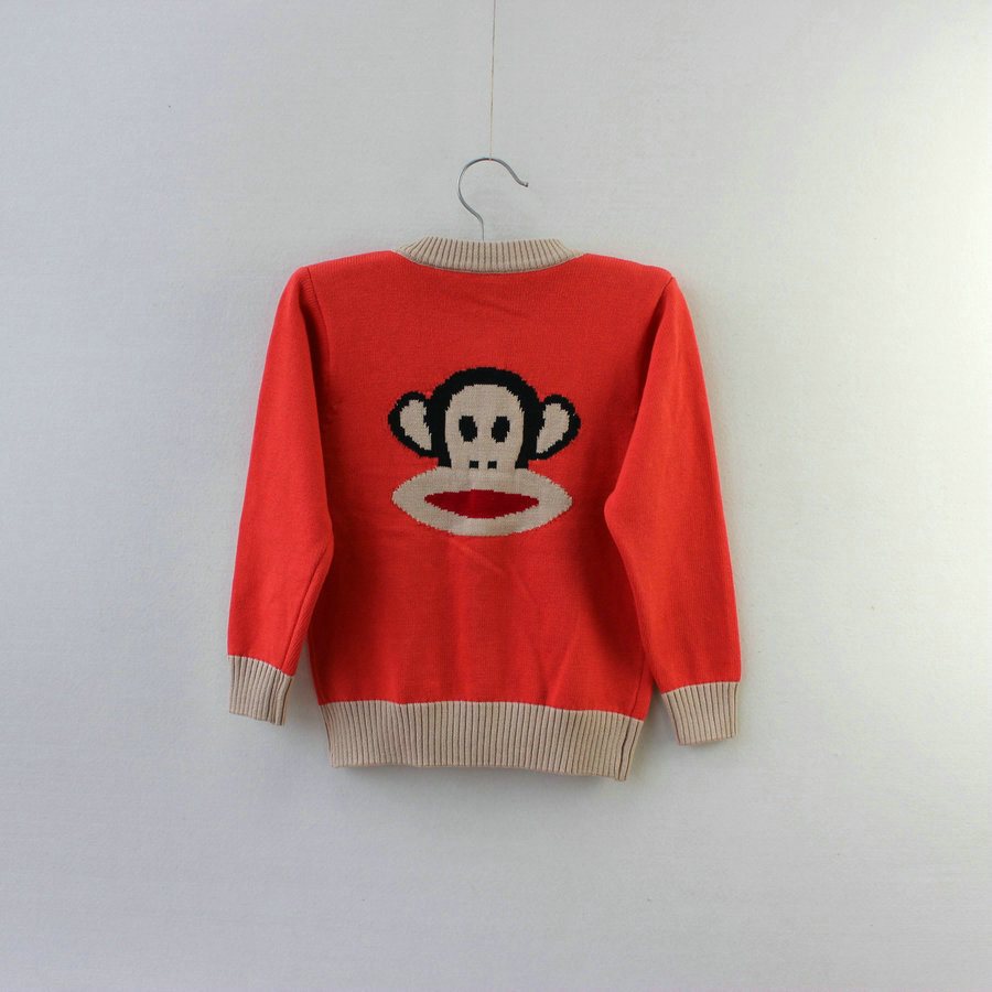 外贸童装 韩版学院风 男童可爱卡通<em>开衫线衣</em> 儿