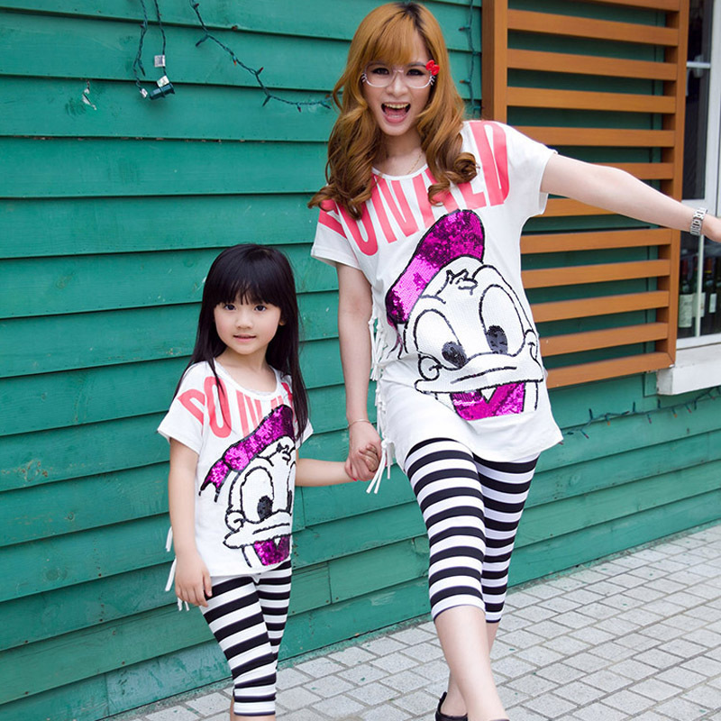 2013夏季亲子装批发 潮T恤韩版运动休闲装 可