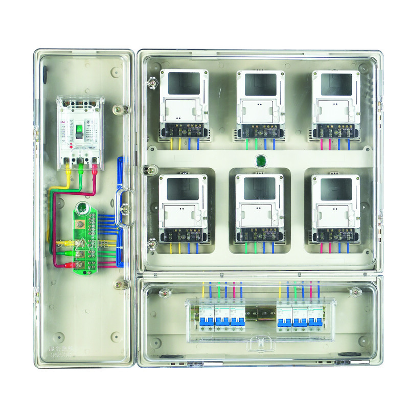 供应单相六位拼装电表箱 六表位带空开表箱 透明组合式表位箱