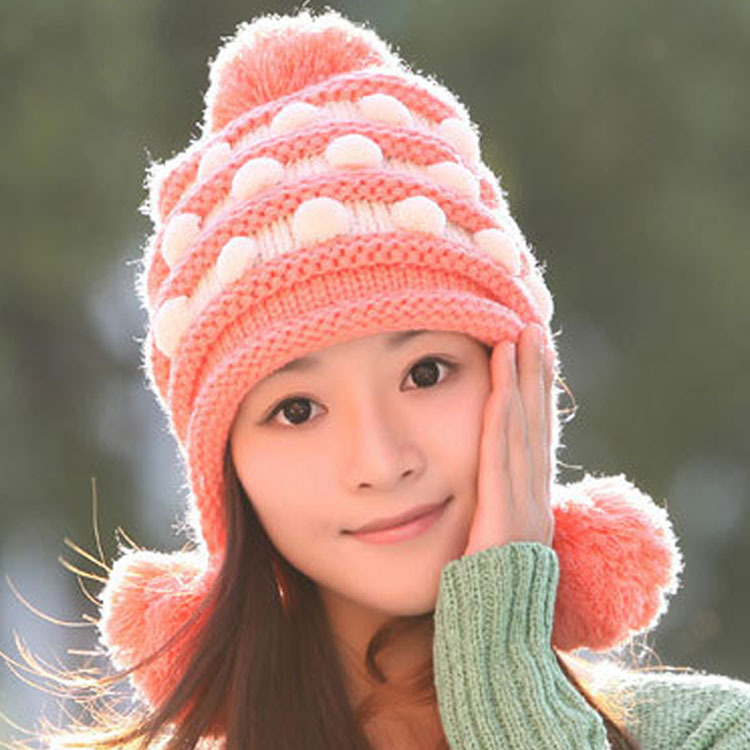 最新款冬天韩版潮秋冬可爱毛线帽子 时尚女士