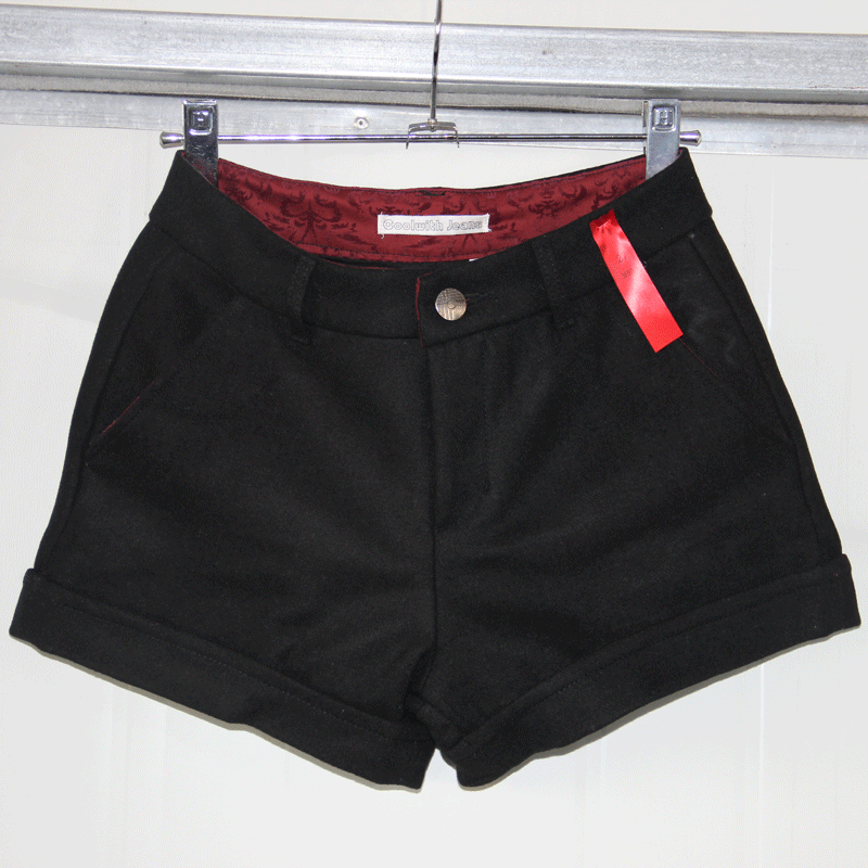 新款日本外贸原单挂里<em>高级毛呢</em>挽腿<em>短裤</em>女 图