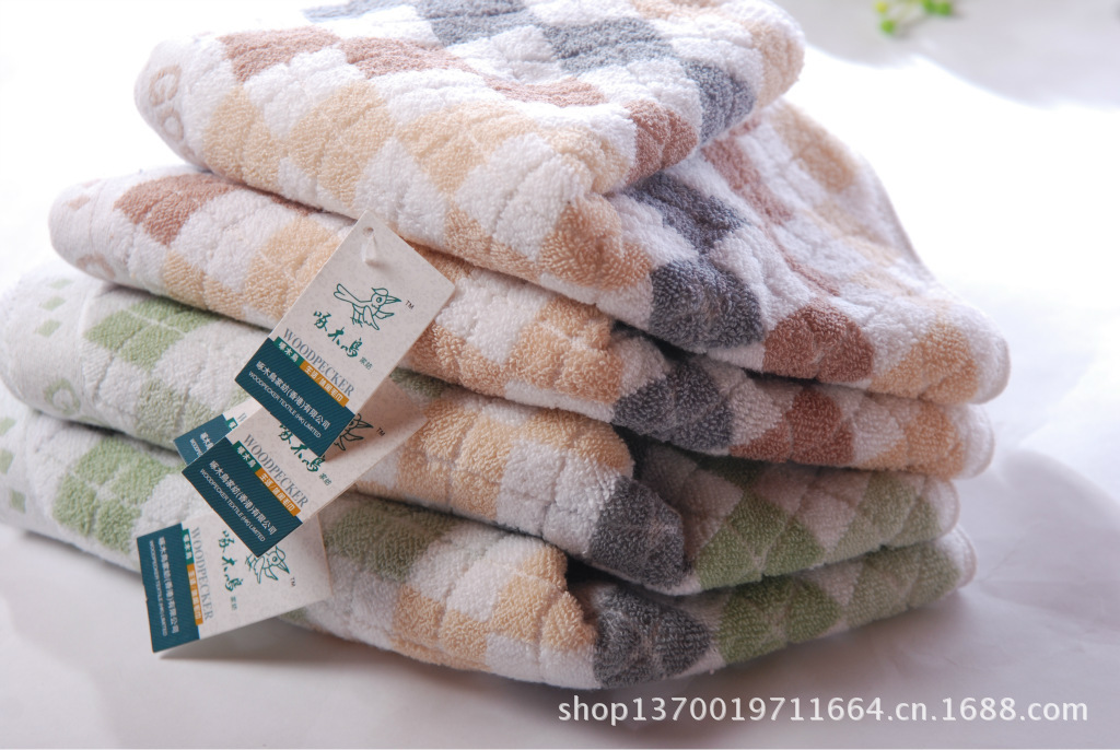 纯棉菱形格毛巾 批发毛巾