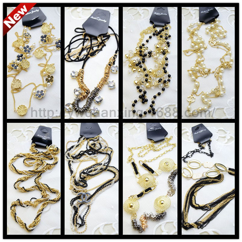 工时尚欧美风饰品 长款多层<em>珍珠毛衣链批发</em> 义