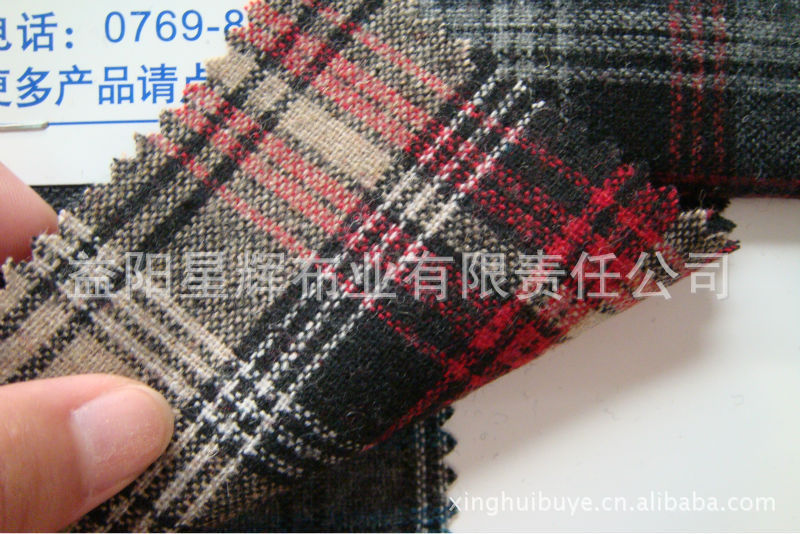 毛呢面料,粗纺色织布,羊毛格子布,,YK03