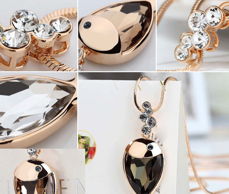 【丽<em>银毛衣链</em>新款奥地利水晶鱼高档长款项链毛