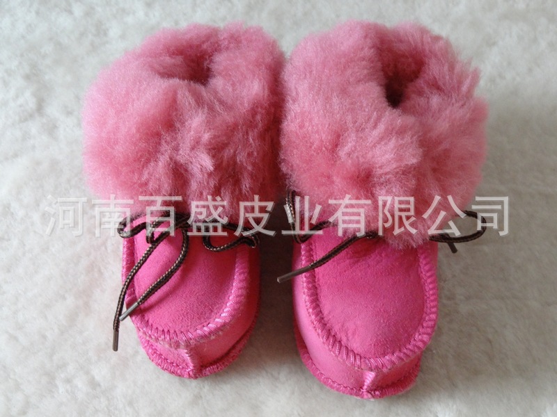 河南百盛厂家供应婴儿学步前鞋皮毛一体保暖可