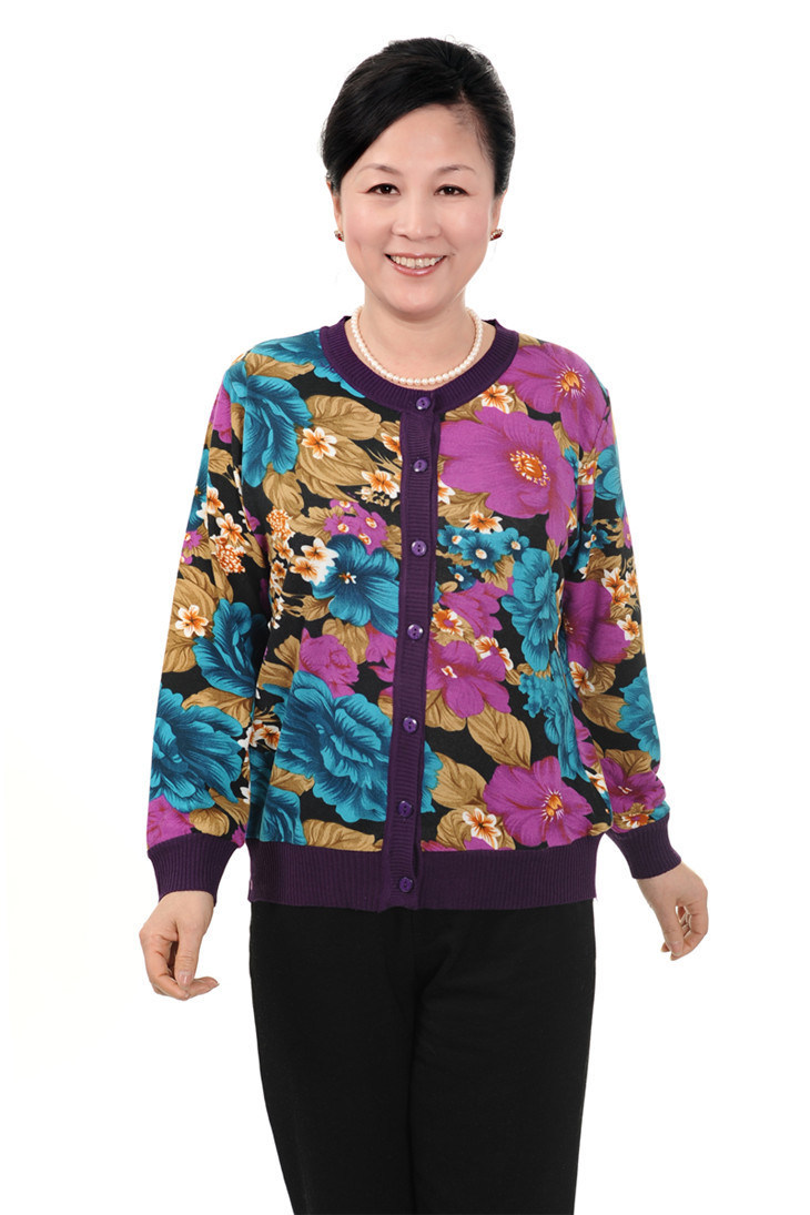 【印花针织<em>开衫</em> <em>中老年薄毛衣</em> 感恩母亲】价格