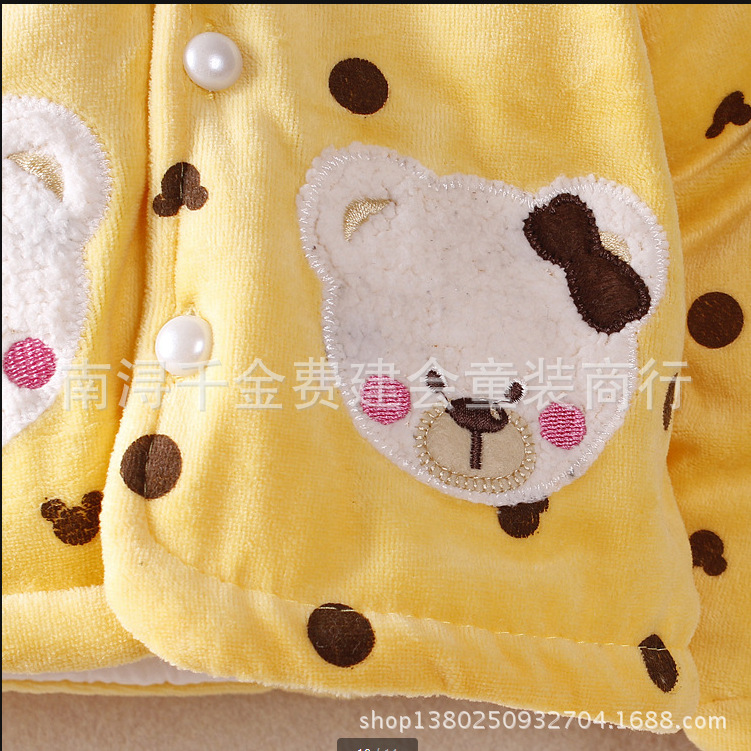 发 圆点熊女童<em>棉衣</em> 冬季新品天鹅绒<em>开衫棉衣</em>内