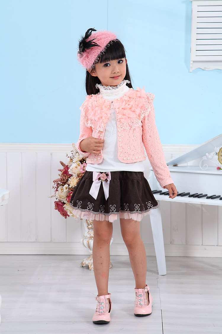 品质热销 儿童<em>秋款</em>童装 <em>女童</em>蕾丝<em>三件</em>套 新款公