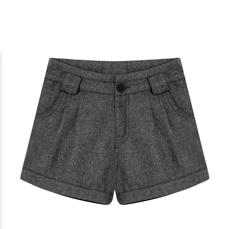 013秋冬季新款韩版高腰显瘦大码<em>毛呢短裤女</em>打