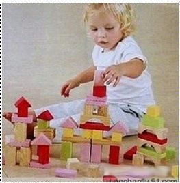美单54P儿童玩具积木 建筑积木 宝宝益智木制