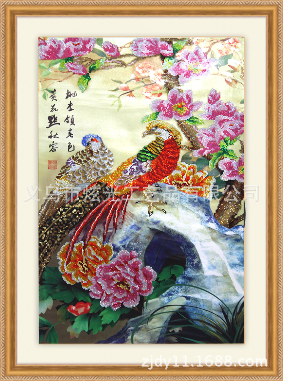 富贵荣华钻石画,客厅钻石画,钻石绣批发,炫光钻石画一件代发