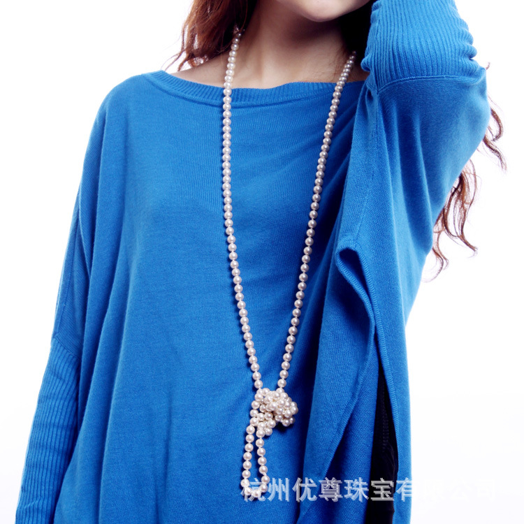 圆形天然<em>珍珠毛衣链</em> 正圆 欧美项链 饰品<em>批发</em>进