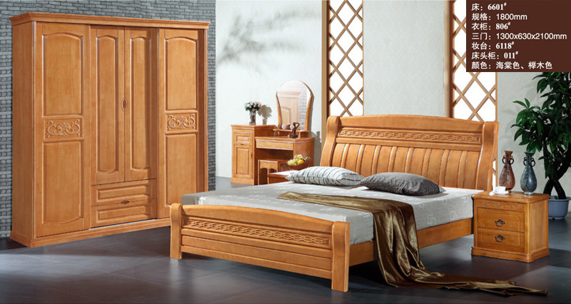 批发卧室家具橡木实木套房家具床头柜床边柜斗柜整装式13#