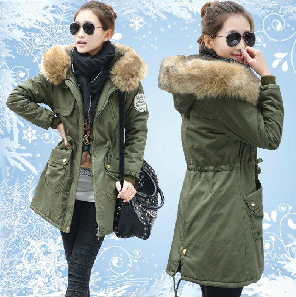 工装棉衣外套女装韩版中长款冬装军绿色加厚棉