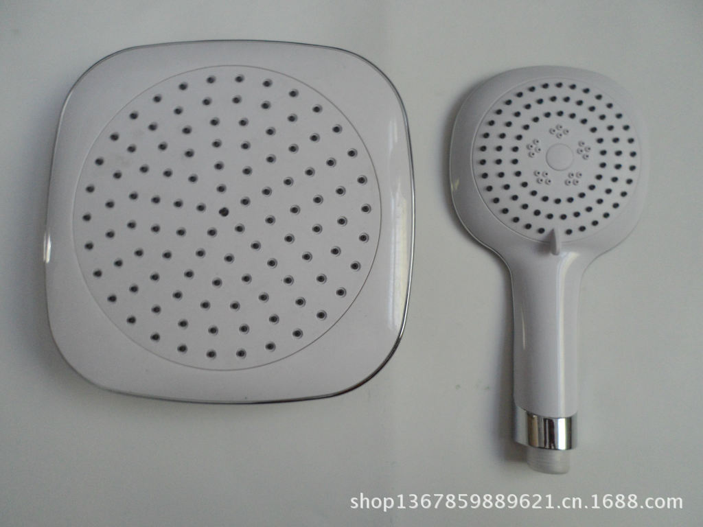 【方黑白顶喷手把套装 增压节水节能不锈钢面