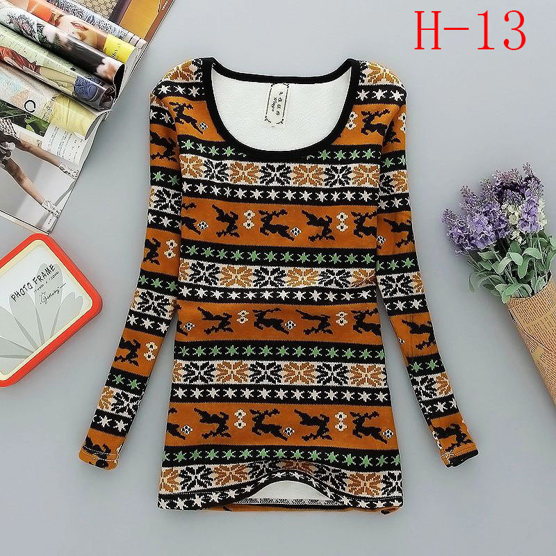 【2013秋冬新款 全身花不倒绒 <em>女式打底衫</em>加绒