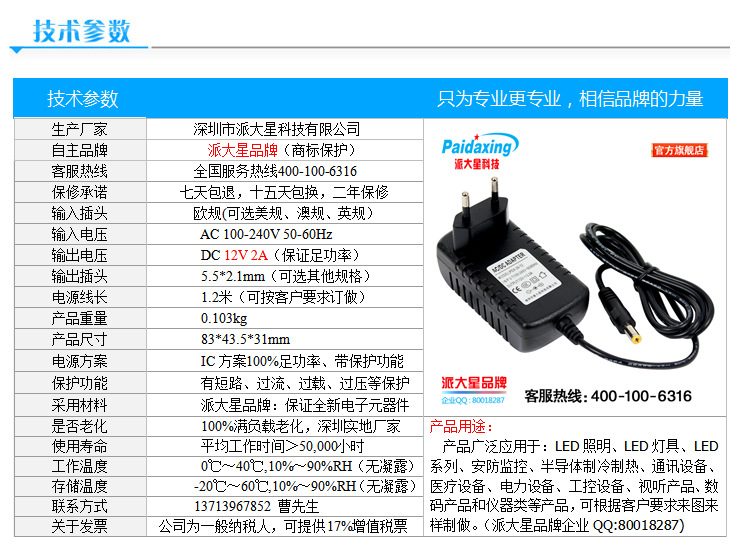12V2A欧规