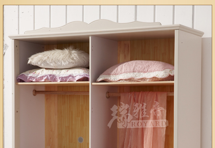 厂价直销特价四门衣柜 韩式套房实木衣柜 象牙白四门衣柜