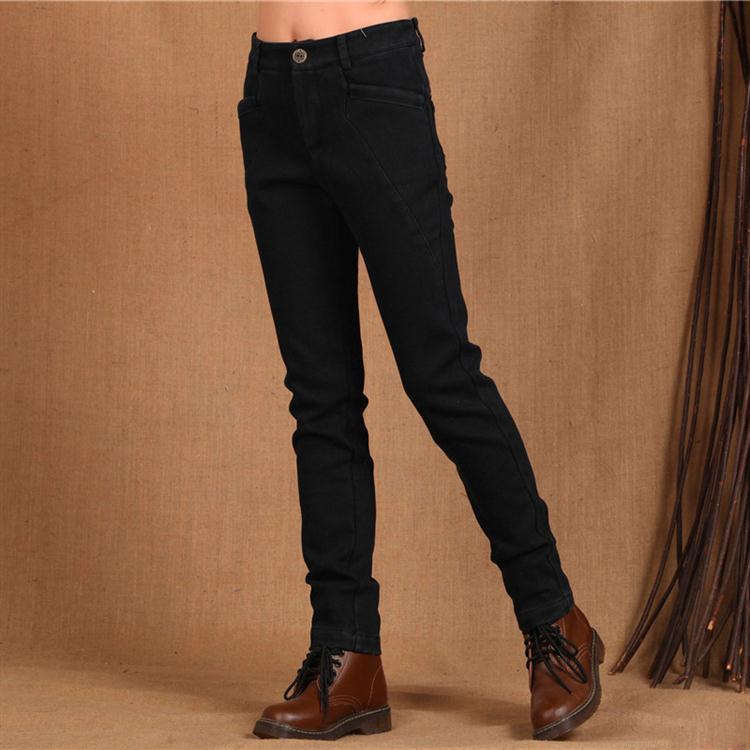 厂家供应 !新款 女士小脚牛仔裤 加绒 水洗工艺