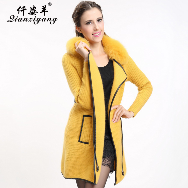 899高端貂绒大衣超大<em>毛领毛衣开衫外套</em> 女中长