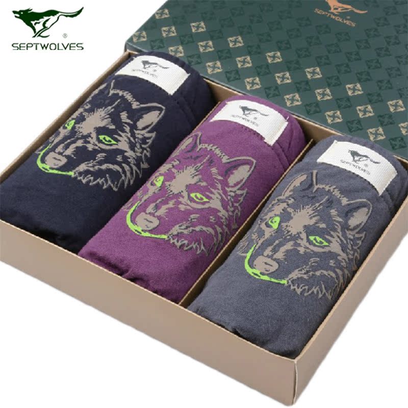 春季新品七匹狼<em>男士</em>内裤纯棉<em>平角</em>裤夜光<em>全棉</em>短