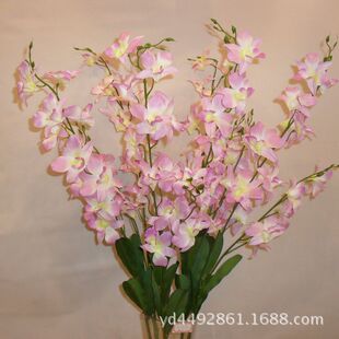 厂家直销高档落地花 高品质仿真2叉石斛兰 绢花小额批发 3色选