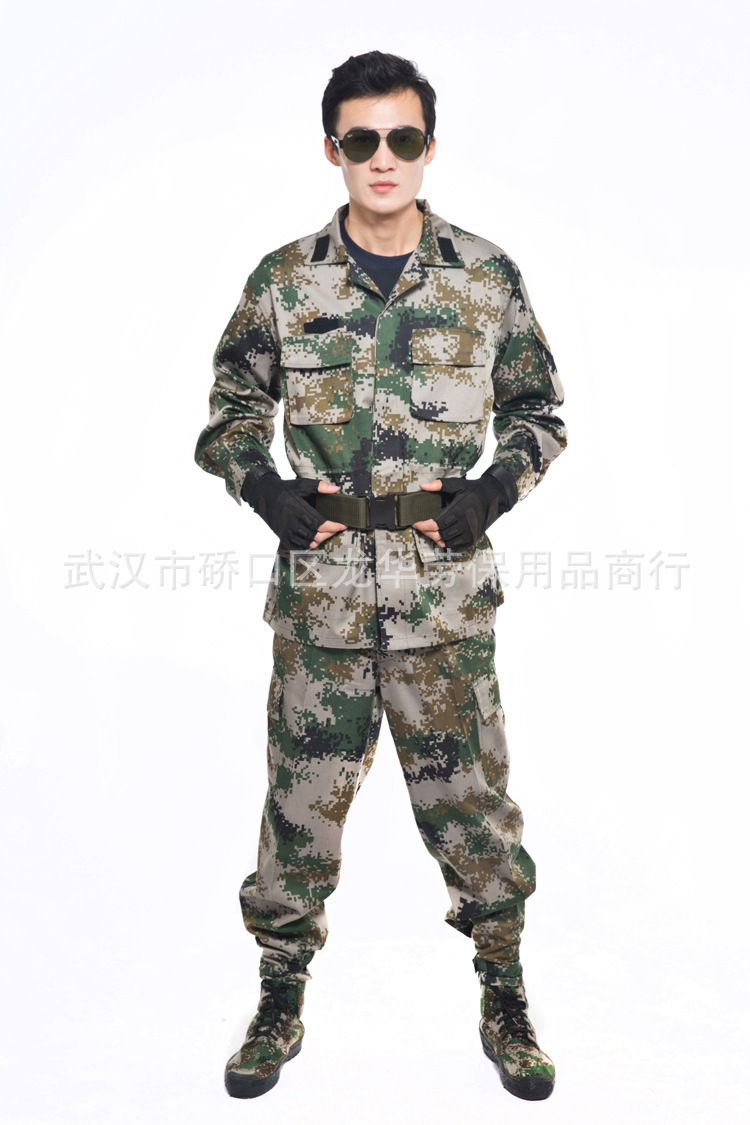 林地军绿丛林迷彩服男女士活动军训服装 户外作训迷彩服套装