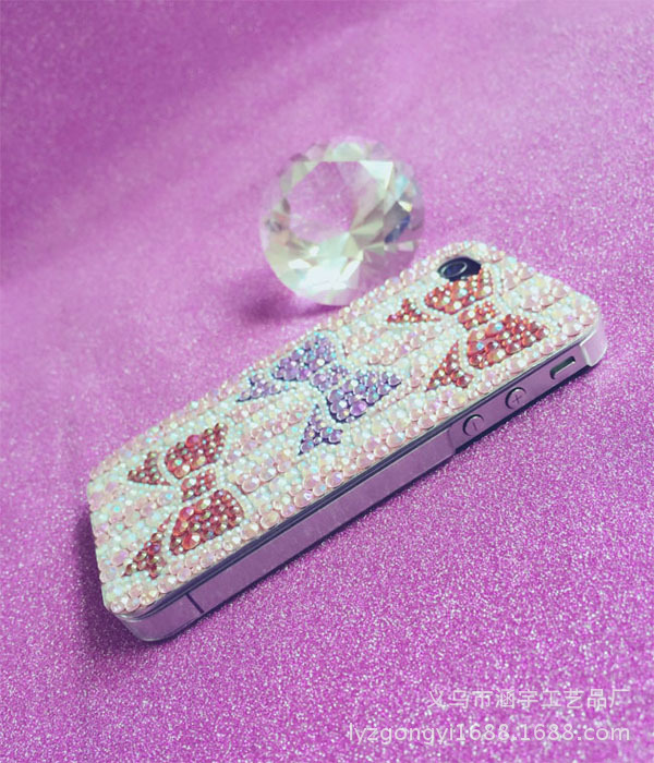 【HY-DIY手机壳\/多个蝴蝶结手机壳\/钻贴手机壳