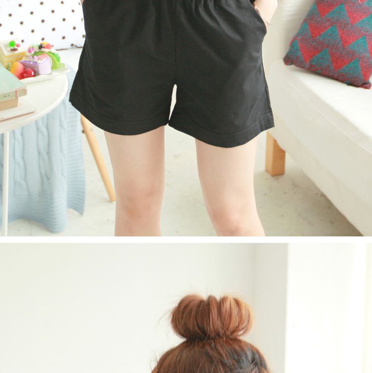 【韩版纯棉糖果色牛仔<em>外穿短裤</em>女夏<em>松紧</em>腰阔腿