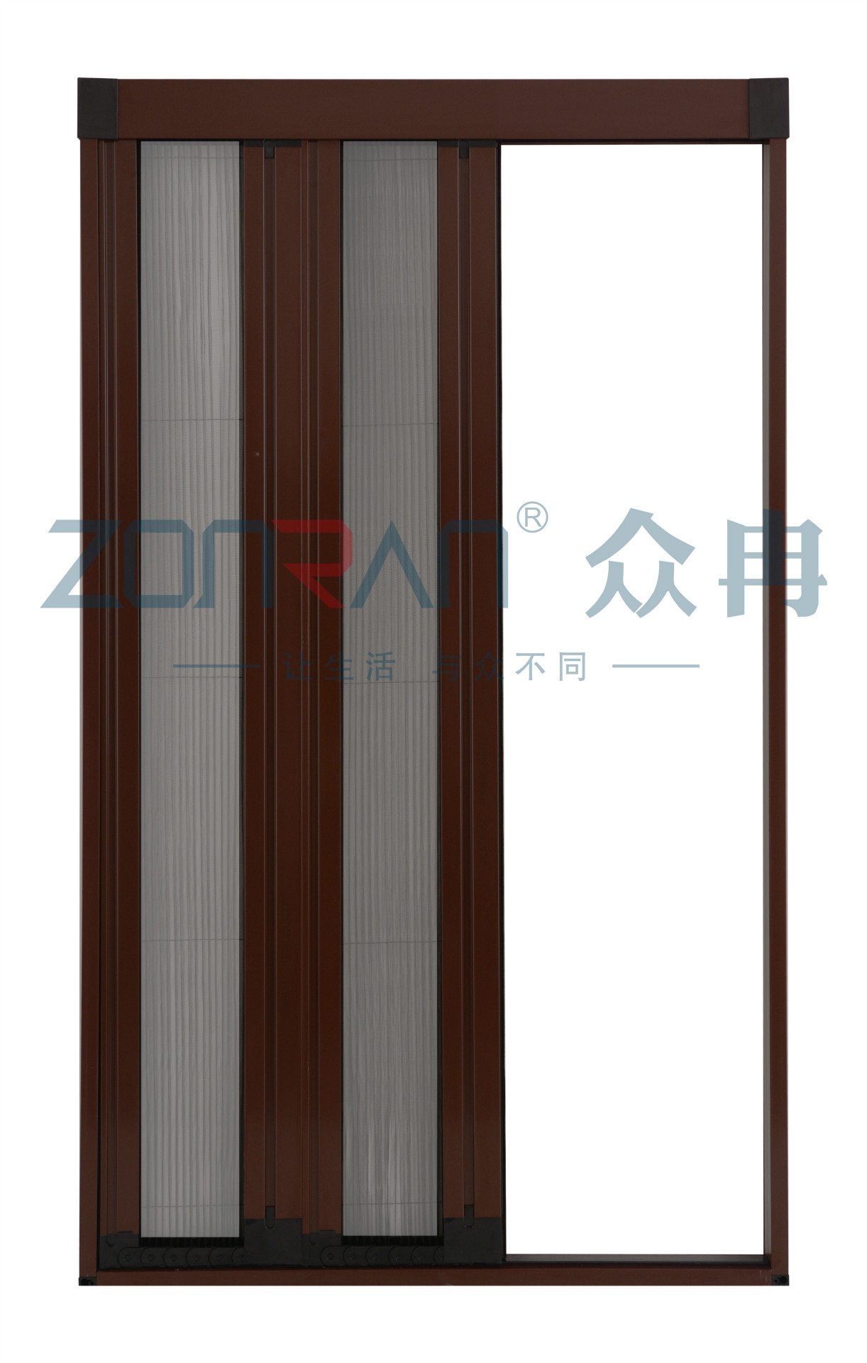 众冉铝合金无障碍无轨纱门 高档烤漆隐形折叠纱门直销供应