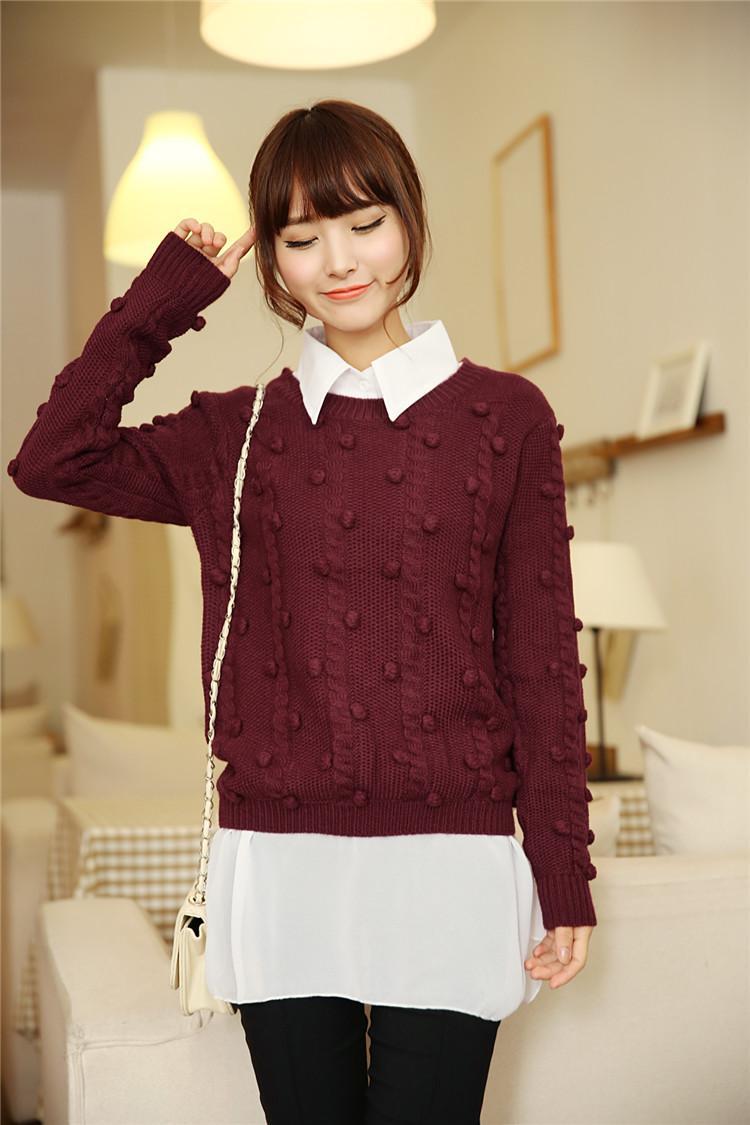 2014<em>新款</em>女装春季复古麻花粗棒针手工球球短