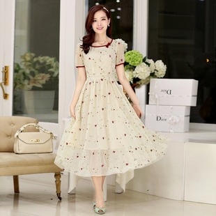 批发采购连衣裙-新款秋水伊人夏装雪纺连衣裙