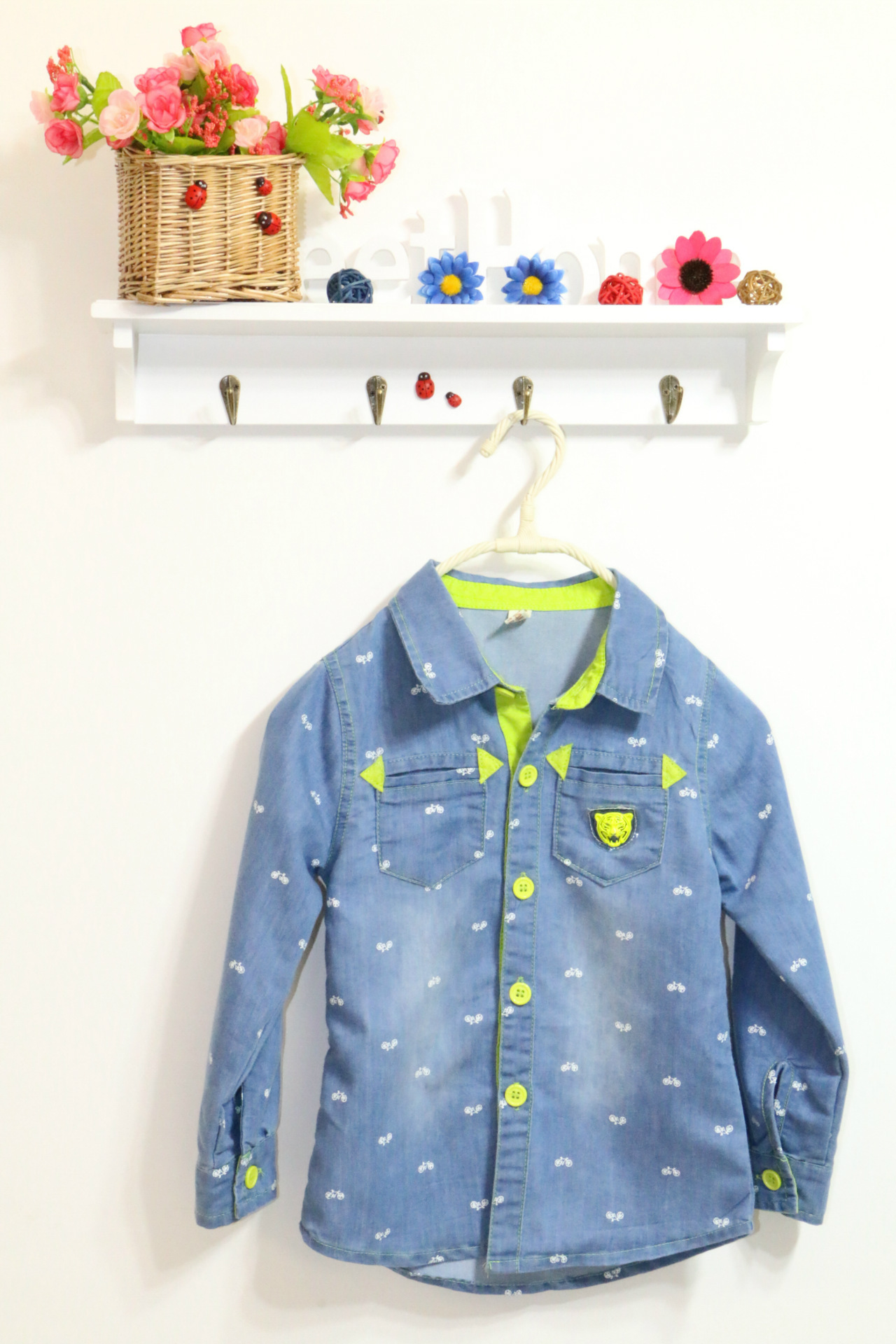 <em>男童</em>春装2014新款韩版男大童<em>牛仔衬衫</em>儿童长