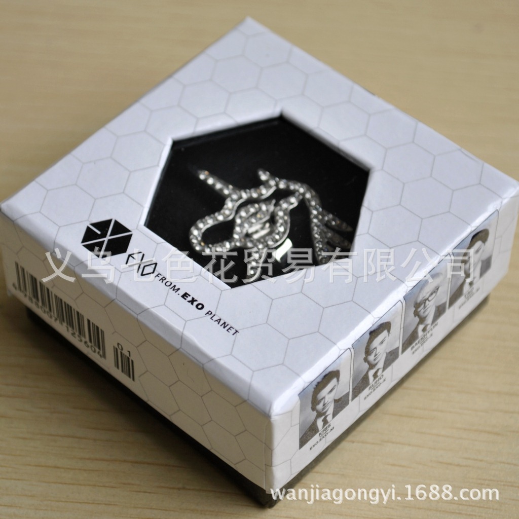 精装韩国明星 新款EXO张艺兴标志戒指 合金戒