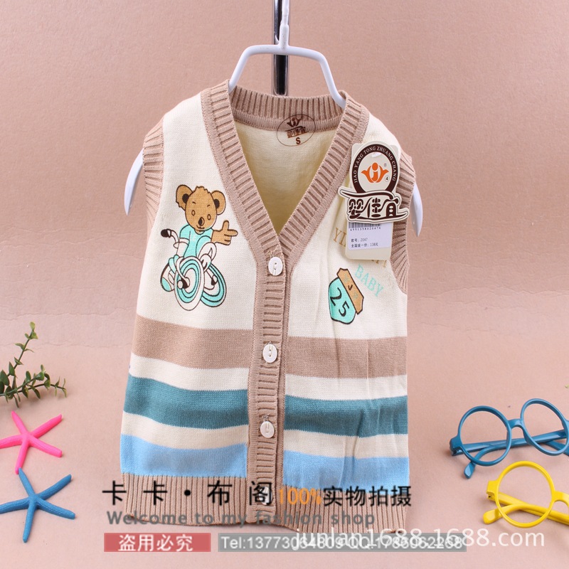新款 <em>儿童马甲背心</em>宝宝V领棉线背心 幼儿针织