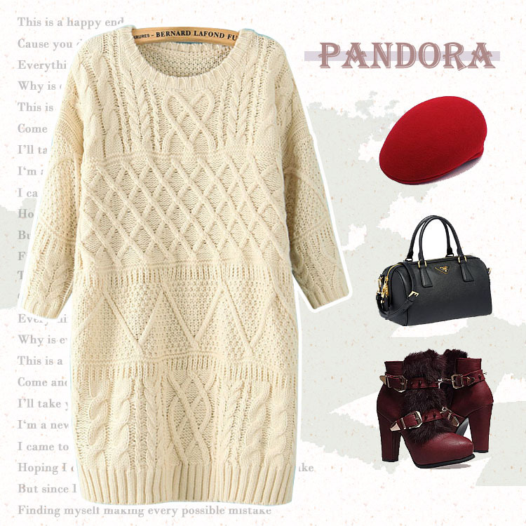 冬新款2013女士韩版麻花<em>毛衣连衣裙 图片</em>_高