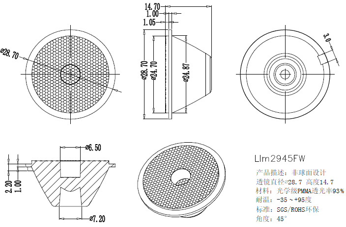 ED透镜PMMA光学舞台灯透镜 爱日易迪LLM2